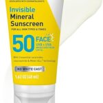 CeraVe Invisible Mineral Sunscreen SPF 50, Face Sunscreen for Sensitive Skin With Zinc Oxide & Titanium Dioxide, Vitamin E + Niacinamide + Ceramides, Oil Free, Travel Size 1.62 oz
