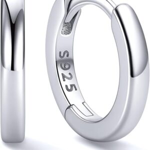ChicSilver 925 Sterling Silver Huggie Hoop Earrings Small Hoop Earrings for Women Hypoallergenic Silver Huggie Earring Cartilage Earrings for Women (6/8/10/12/14/16/18/20MM)