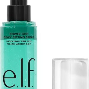 e.l.f. Power Grip Dewy Setting Spray, Ultra Fine Mist Made With Hyaluronic Acid, Grips Makeup For A Hydrated-Looking, Dewy Finish, Vegan & Cruelty-Free