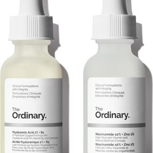 The Ordinary Skin Support Basics Duo - Skin Care Bundle Set For All Skin Types- Hyaluronic Acid 2% + B5 1 Fl Oz, Niacinamide 10% + Zinc 1% 1 Fl Oz
