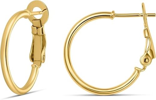 Amazon Essentials Sterling Silver or Gold plated Lightweight Paddle Back Hoop Earrings
