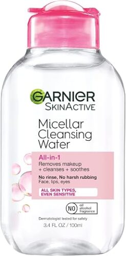 Garnier Micellar Cleansing Water, All-in-1 Makeup Remover and Facial Cleanser, For All Skin Types, 3.4 Fl Oz (100mL), 1 Count