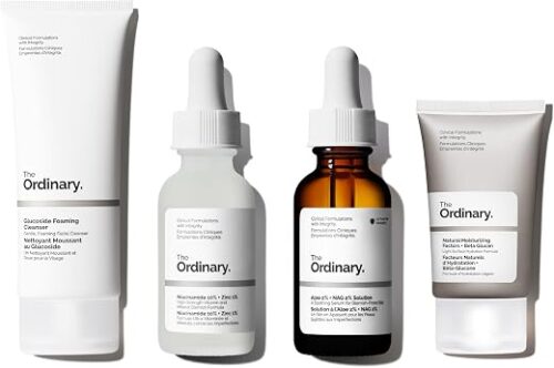 The Ordinary Sensitive Skin Collection, Skin Care Bundle-Blemish-Prone Skin, Glucoside Foaming Cleanser, Aloe 2% + NAG 2% Solution, Niacinamide 10% + Zinc 1%, Natural Moisturizing Factors+Beta Glucan